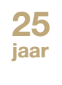 The number 25 is in gold on a white background.