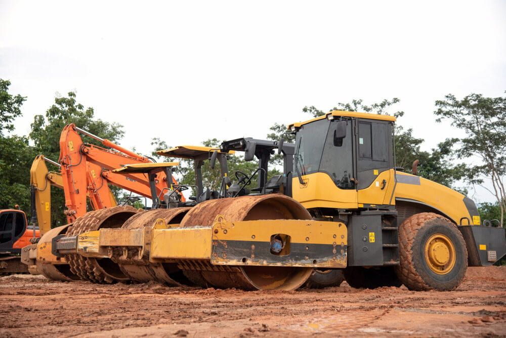 Yellow and Black Road Roller on a Construction Site — Dirt Werx in Nowra, NSW