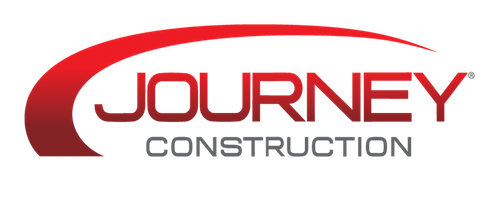 Journey Construction logo with a red curved line over the name. Gray 