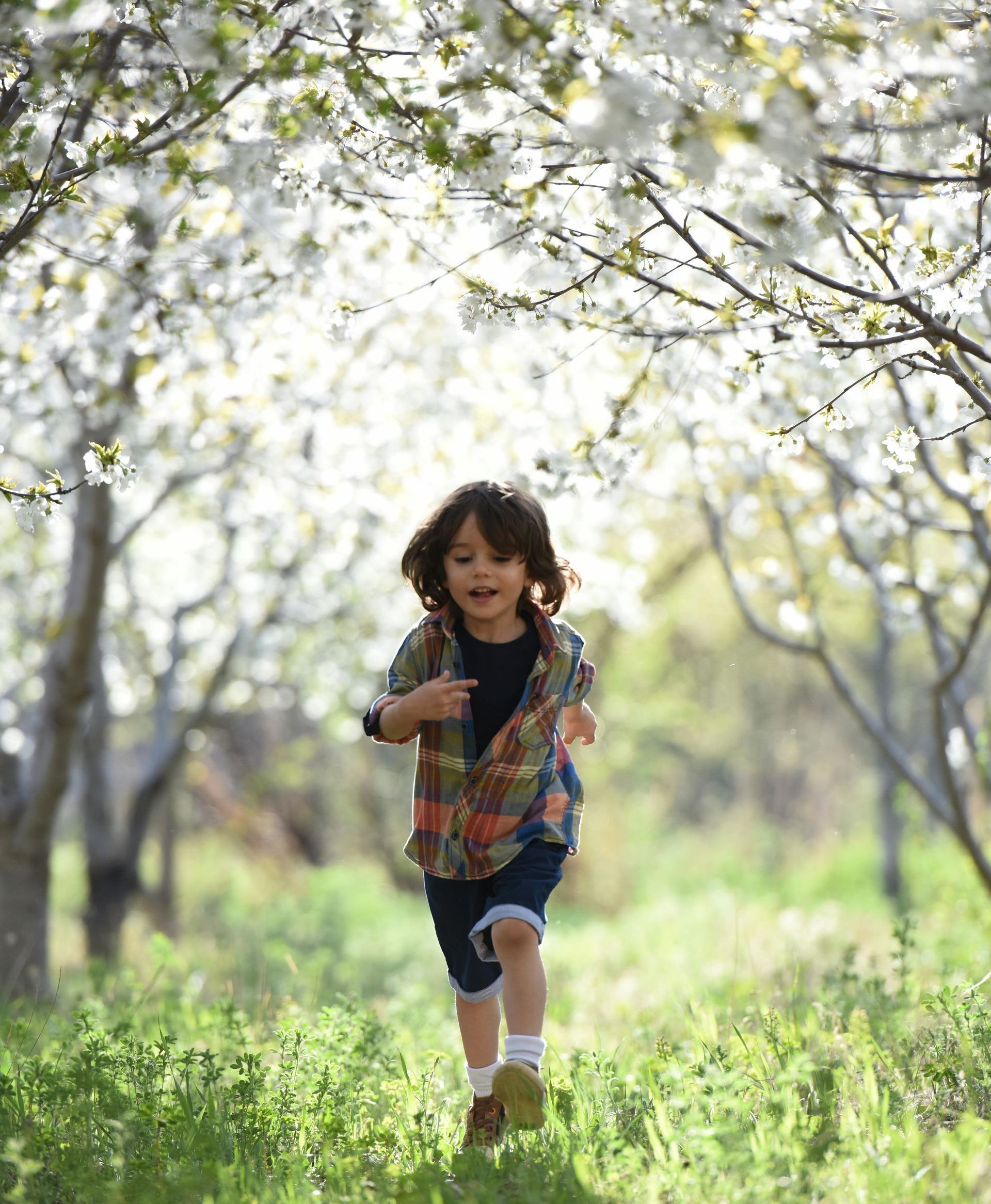 little boy running