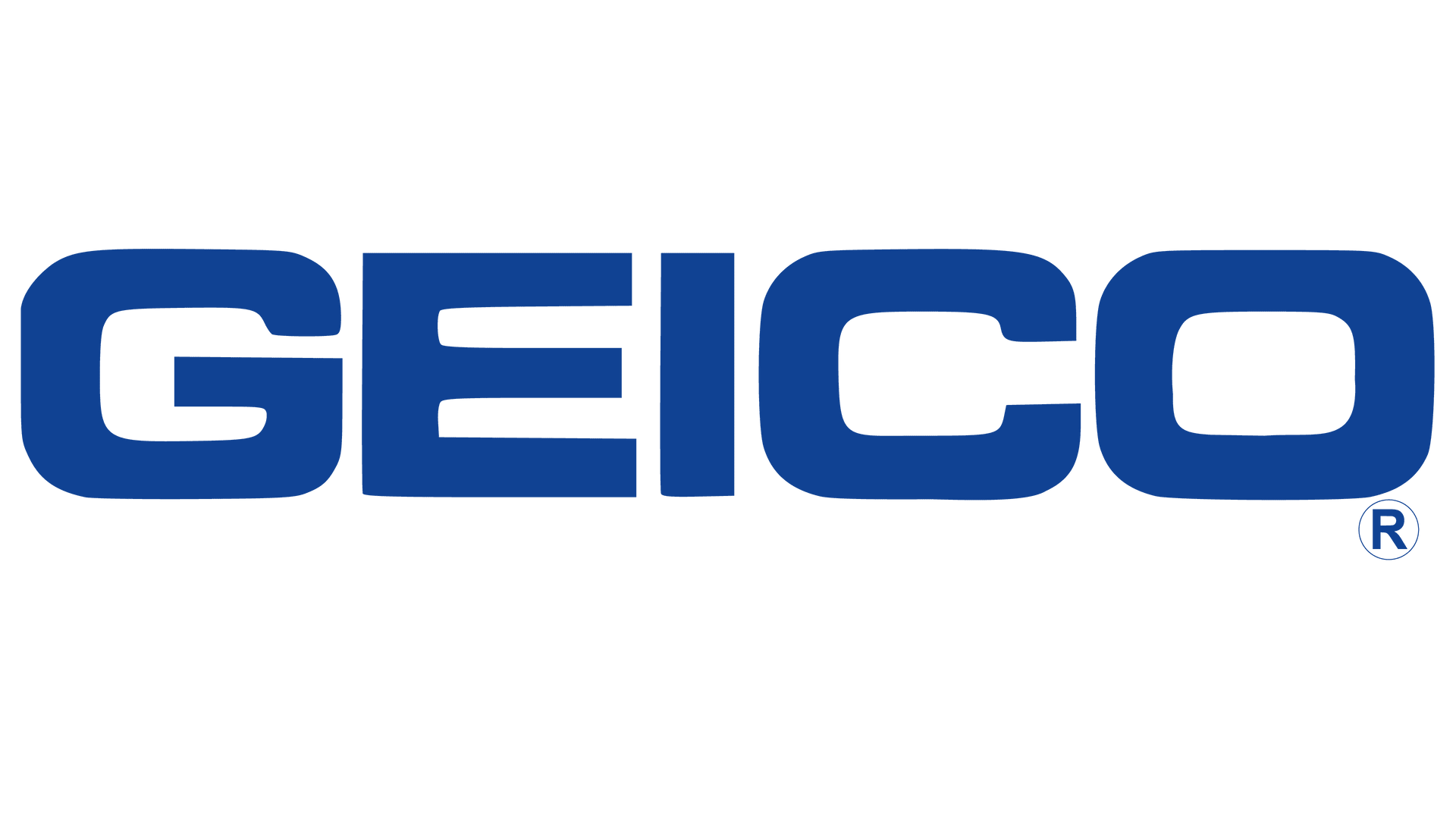 GEICO logo in blue block letters.