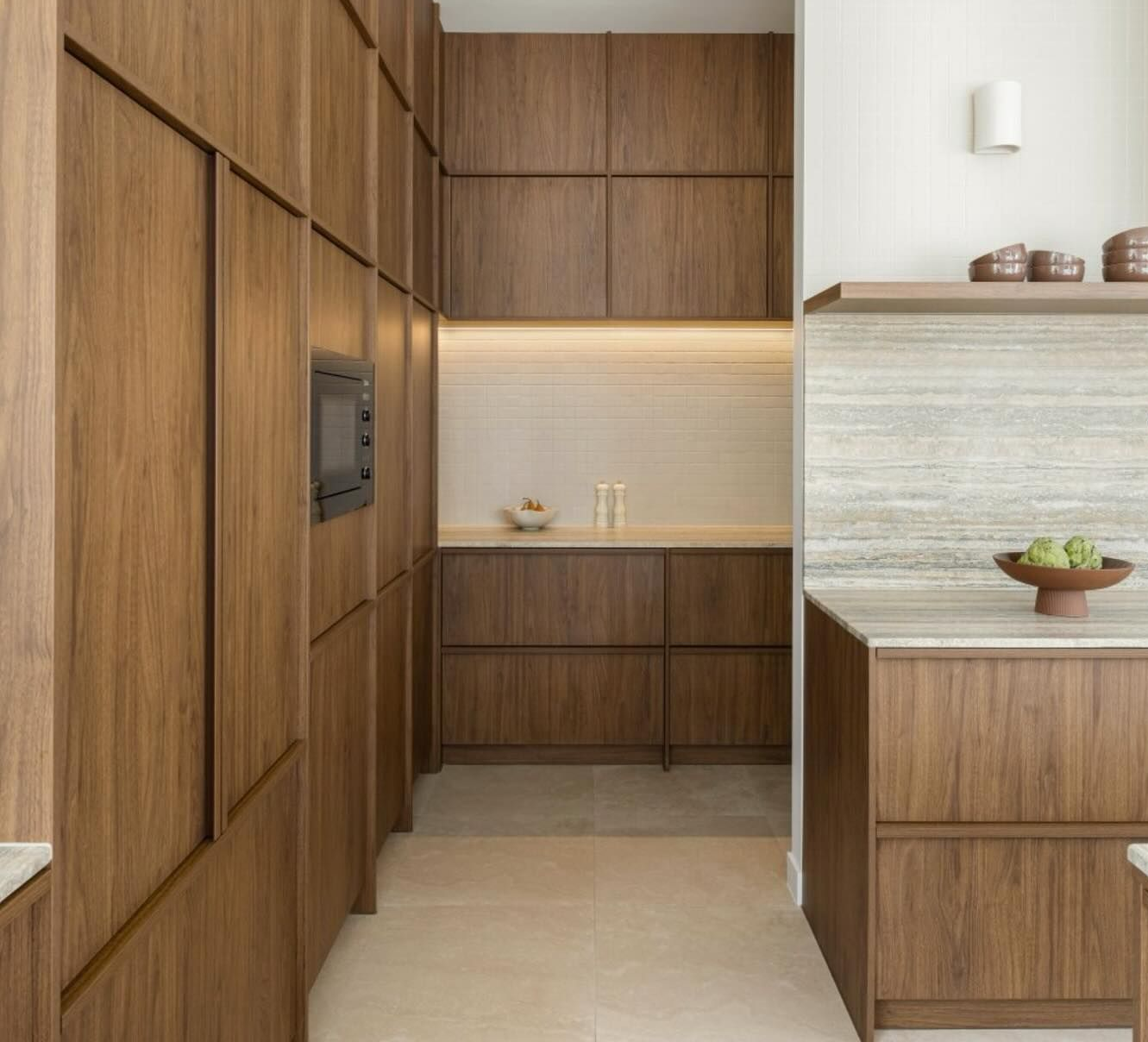Modern Kitchen with Brown Wooden Cabinets — Zero 21 Fit-Outs & Joinery: Kitchen Renovation Gold Coast in Molendinar, QLD