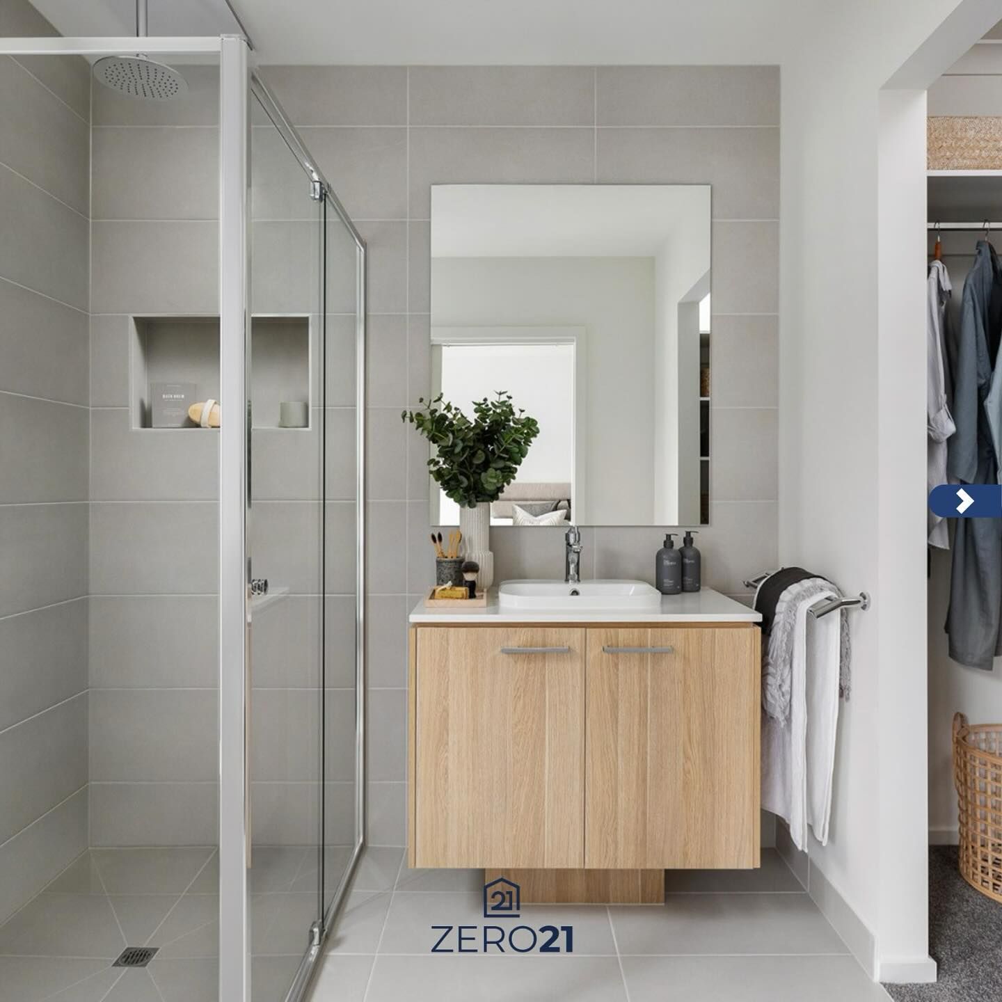 Bathroom with A Glass Shower — Zero 21 Fit-Outs & Joinery: Kitchen Renovation Gold Coast in Molendinar, QLD