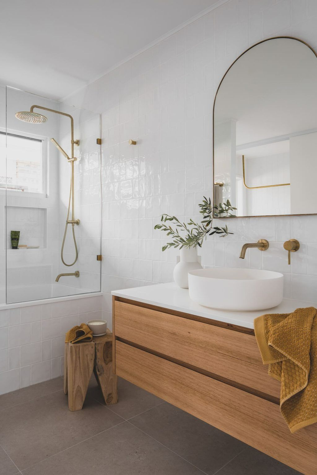 Modern Bathroom with White Textured Tile — Zero 21 Fit-Outs & Joinery: Kitchen Renovation Gold Coast in Hope Island, QLD