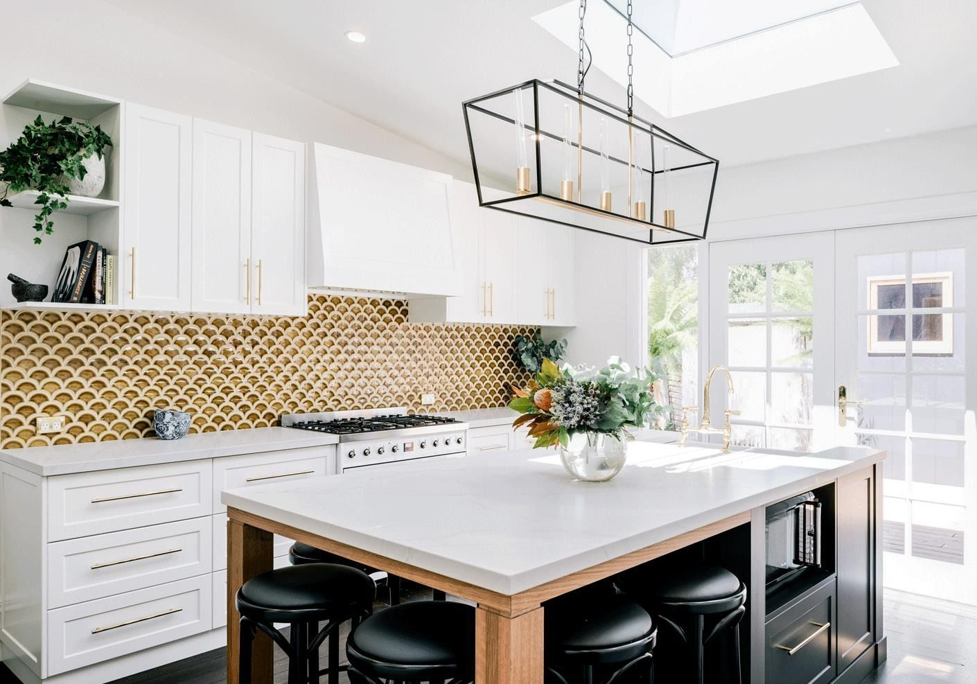 Modern White Kitchen with A Gold Tile — Zero 21 Fit-Outs & Joinery: Kitchen Renovation Gold Coast in Burleigh Heads, QLD