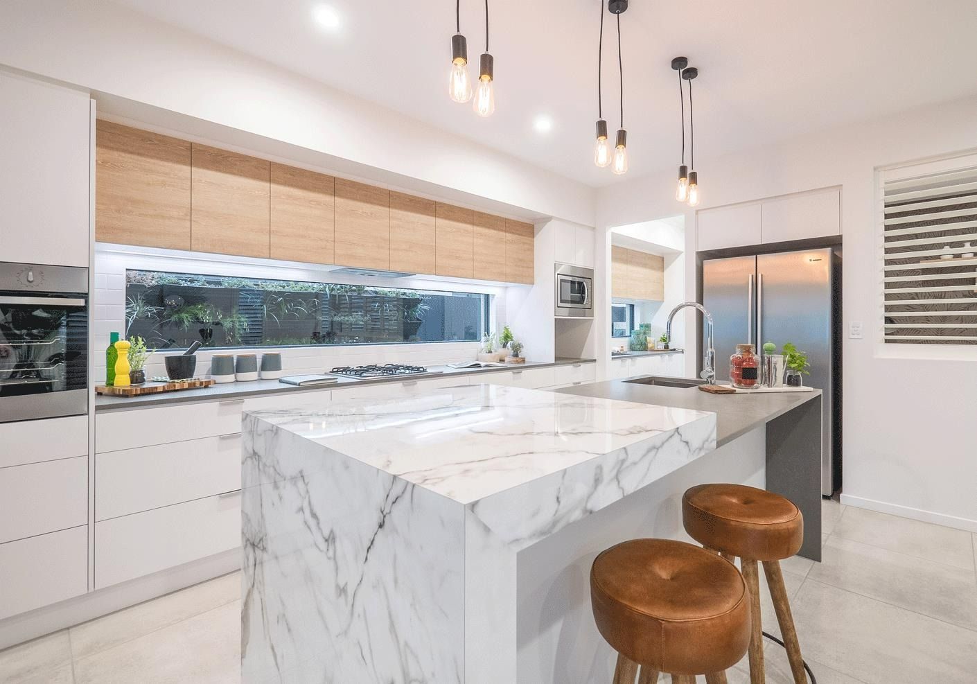 Modern Kitchen with Marble Island — Zero 21 Fit-Outs & Joinery: Kitchen Renovation Gold Coast in Molendinar, QLD