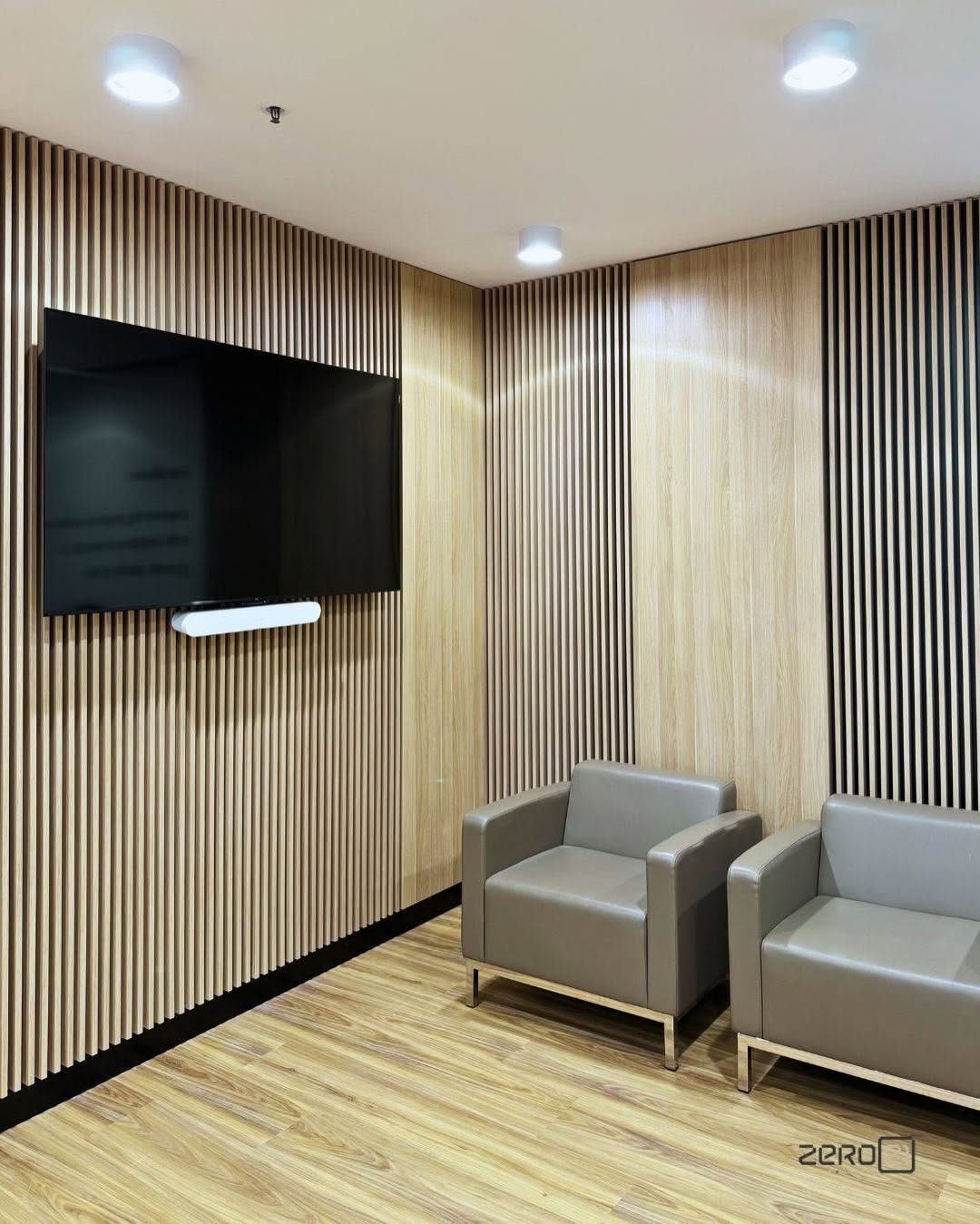 Modern Timber Feature Wall Seating Area — Zero 21 Fit-Outs & Joinery: Kitchen Renovation Gold Coast in Molendinar, QLD
