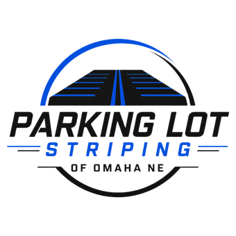 Parking Lot Striping of Omaha NE logo with blue design for asphalt and pavement marking services