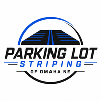 Parking Lot Striping of Omaha NE logo with blue design for asphalt and pavement marking services