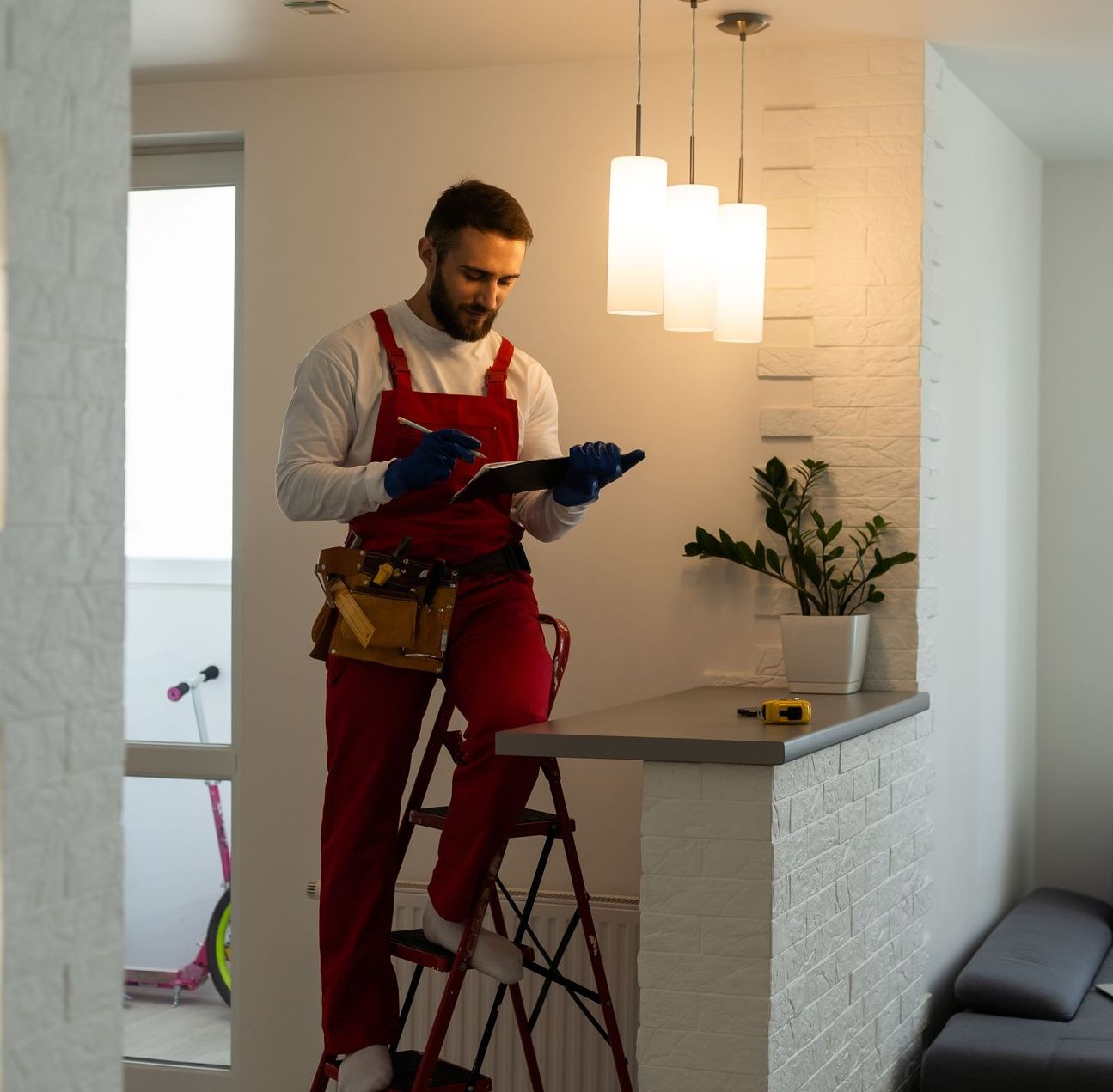 Electrician Working on Electrical Outlet