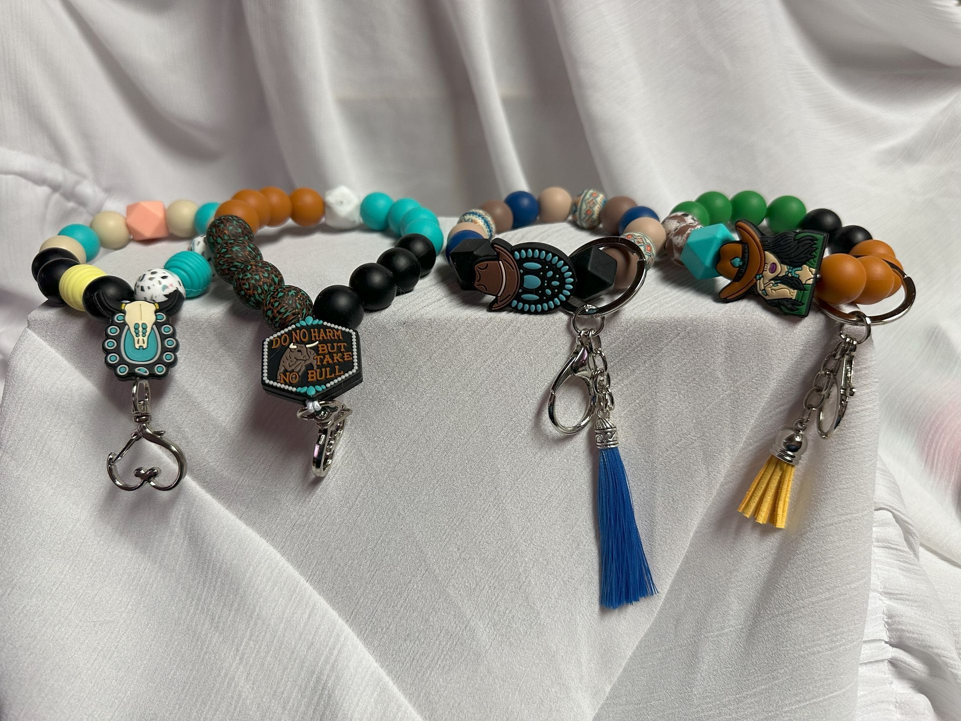 Silicone Beaded Wristlet Keychains