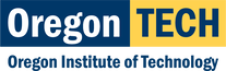 The logo for oregon tech is blue and yellow