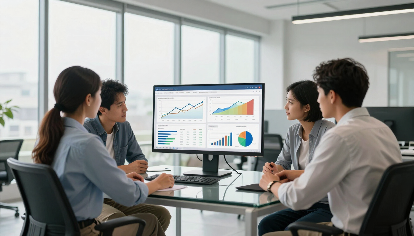 A professional team reviewing website analytics