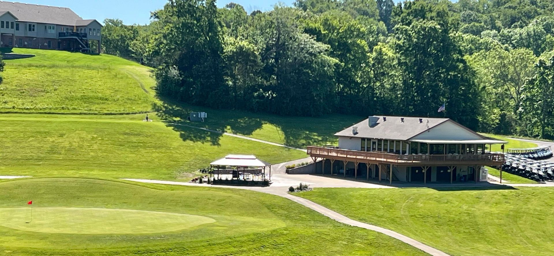 Group of golfers gathered near the first tee at Railwood Golf Club