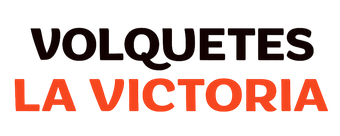 Logotipo de VOLQUETES LA VICTORIA en texto negro y naranja sobre fondo blanco.