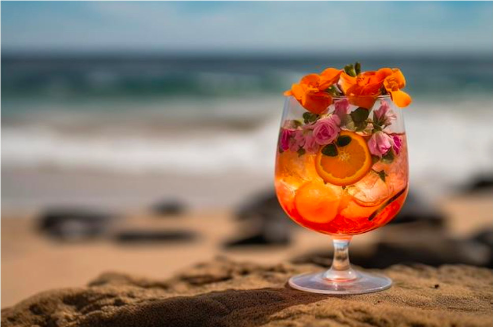 Cóctel Elixir Tropical con Ron San Miguel en la playa