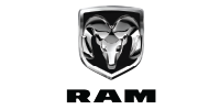 The logo for dodge ram is a ram head on a shield.