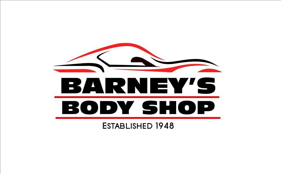 Barney&rsquo;s Body Shop logo with red and black car outline and &ldquo;Established 1948&rdquo; text