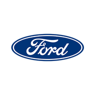 A blue and white ford logo on a white background.