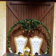 barn door with florals