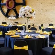 wedding reception with floral centerpieces