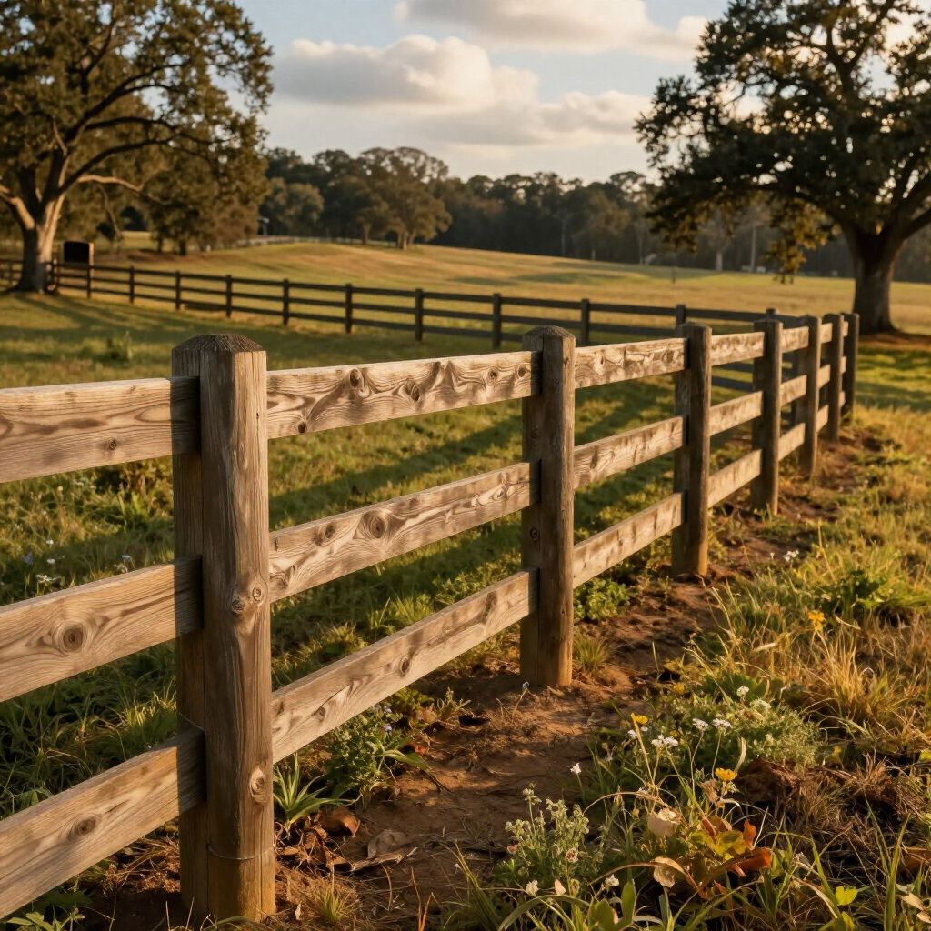White vinyl fence bordering a landscaped garden with small evergreen trees and flowers, sidewalk in foreground. White vinyl fence bordering a landscaped garden with small evergreen trees and flowers, sidewalk in foreground.