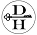 Circle with "D" over "H" bisected by a key, indicating "D" and "H" possibly initials.