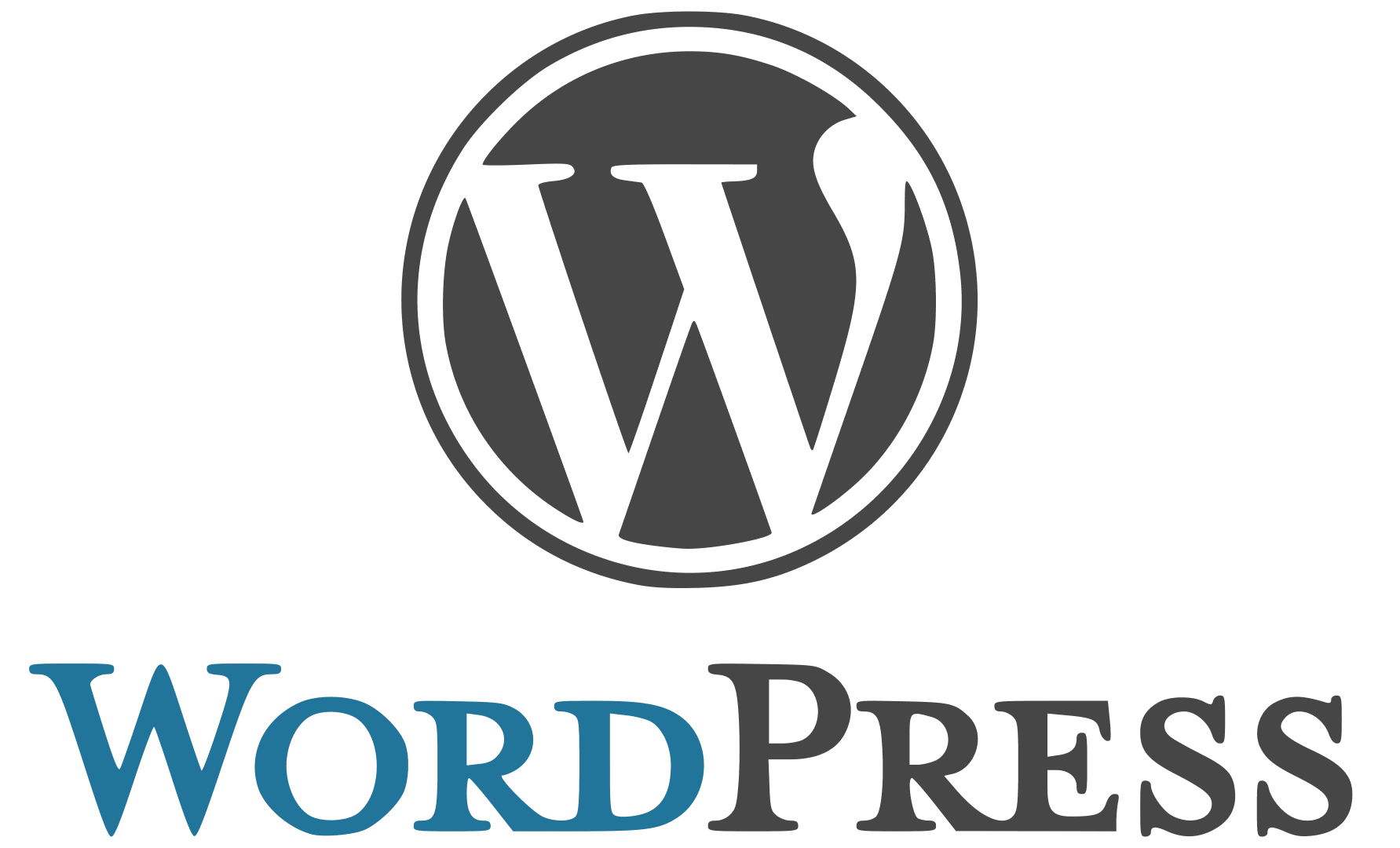 A logo for wordpress is shown on a white background.