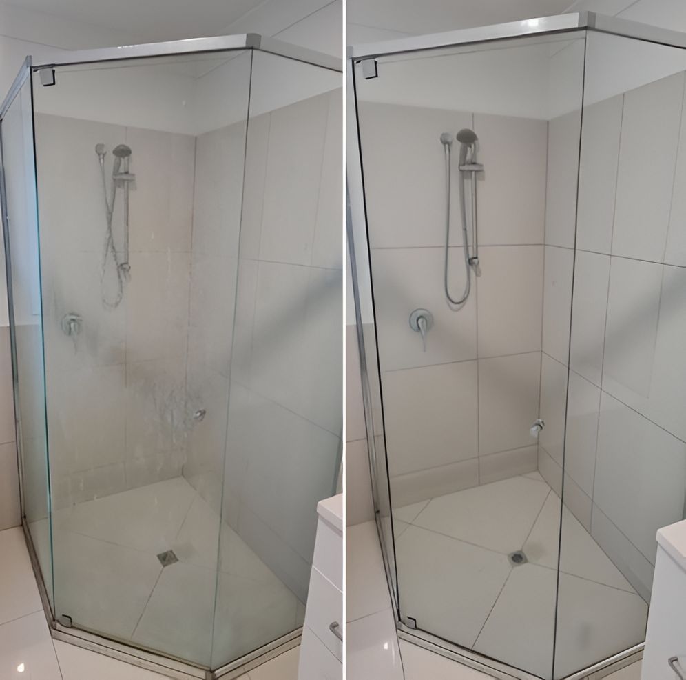 A Before And After Picture Of A Shower Stall — A1 Cleaner Carpets N Homecare In Millaa Millaa, QLD