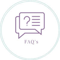 Purple speech bubbles with a question mark and lines, labeled