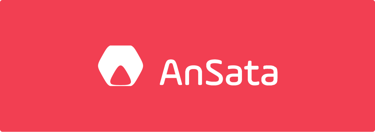 o logotipo da ansata está em um fundo vermelho.