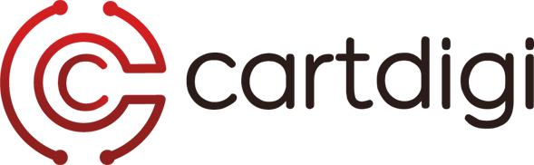 o logotipo do cartdigi está em um fundo vermelho.