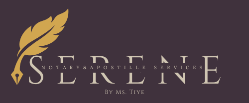 A logo for serene notary and apostille services