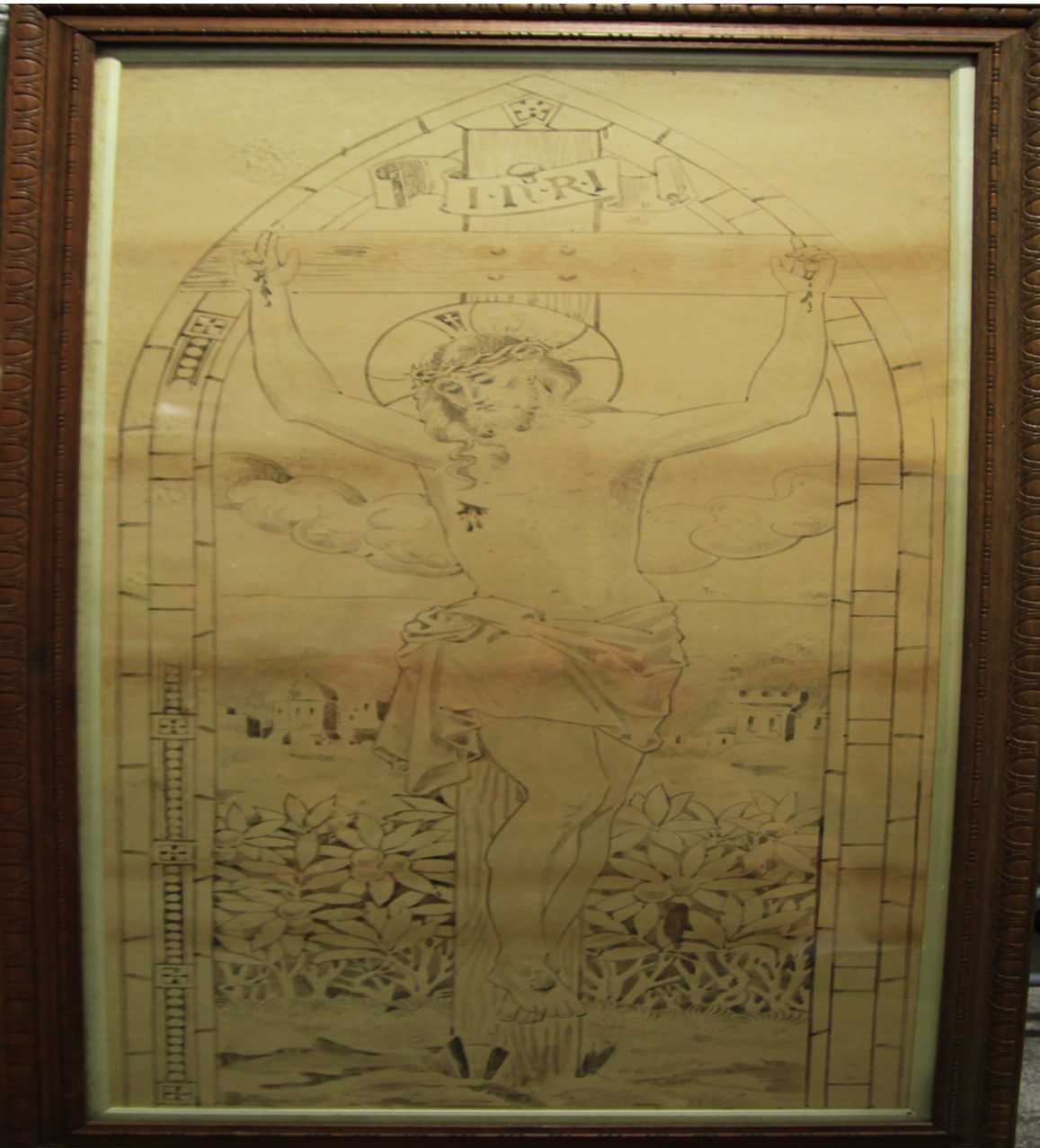 A drawing of jesus on the cross