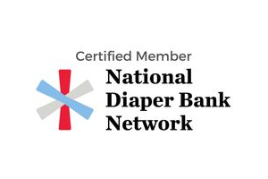 Certified Member logo for the National Diaper Bank Network with blue, red, and gray emblem