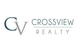 CrossView Realty logo in teal and gray with stylized CV initials