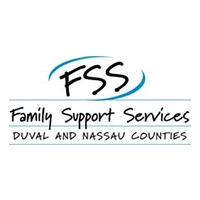 FSS logo with blue swoosh and text: Family Support Services, Duval and Nassau Counties