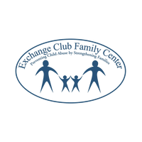 Exchange Club Family Center logo with blue oval and stylized family figures