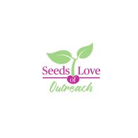 Seeds of Love Outreach logo with green leaves and pink text on a white background