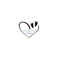 Heart-shaped black logo with baby footprints and small text inside on a white background