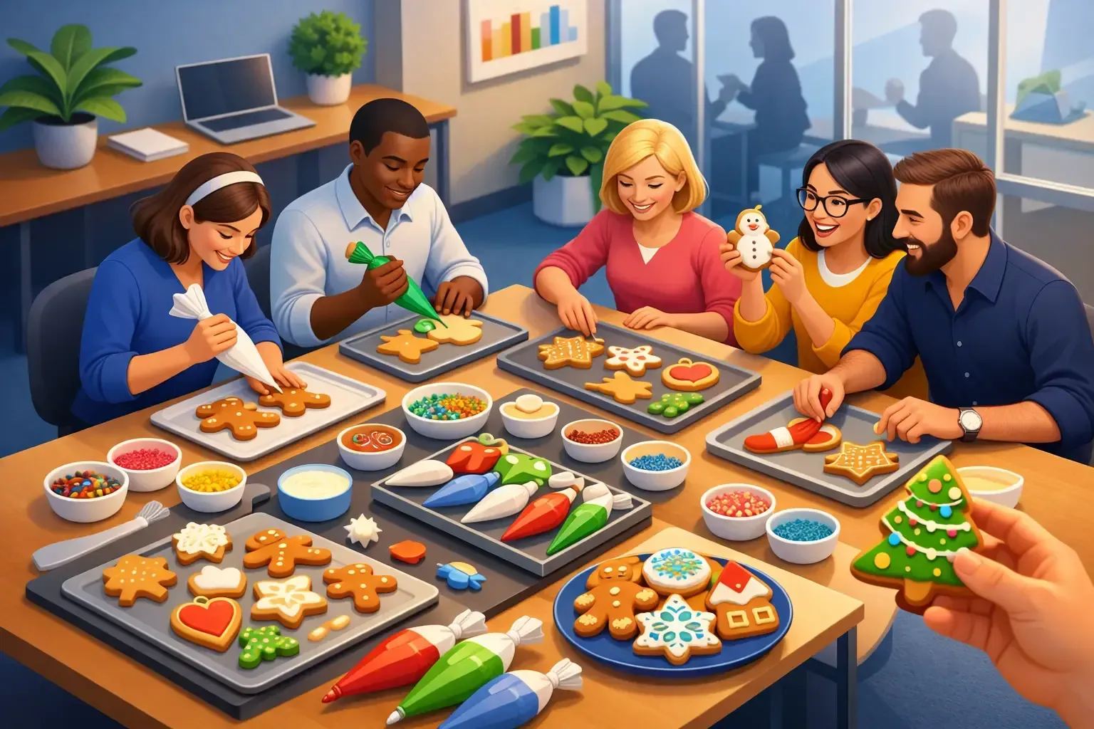 Corporate cookie decorating team building