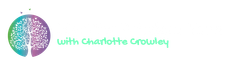 A circular logo featuring a white tree silhouette against a green-to-purple gradient, with text below for Charlotte Crowley.