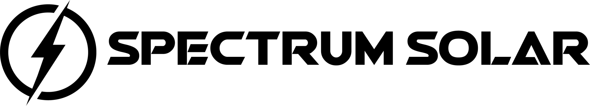 A black and white logo for spectrum solar with a lightning bolt