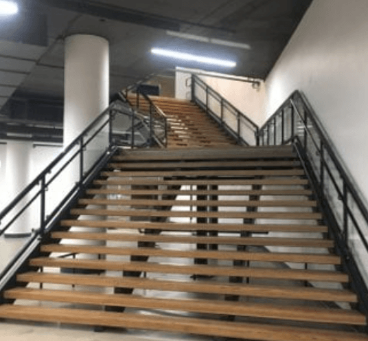Metal Stairs Glass Railing