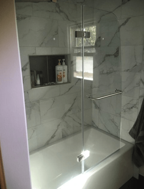 Shower Glass Door with Metal Handle