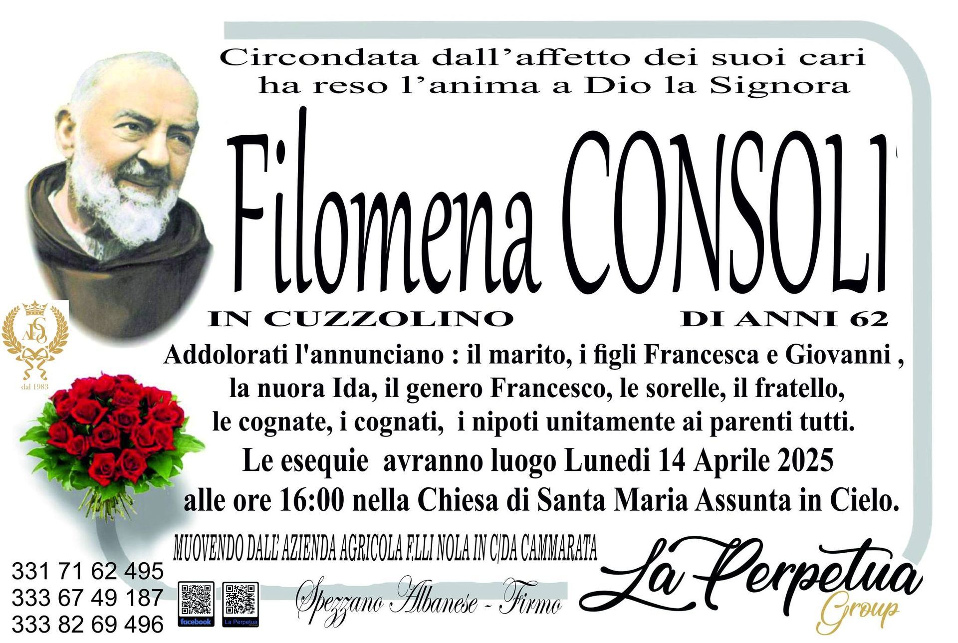 necrologio Filomena Consoli