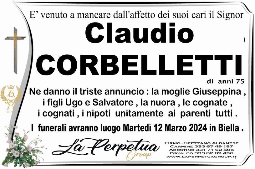 necrologio Claudio Corbelletti