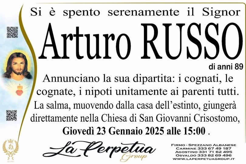 necrologio Arturo Russo