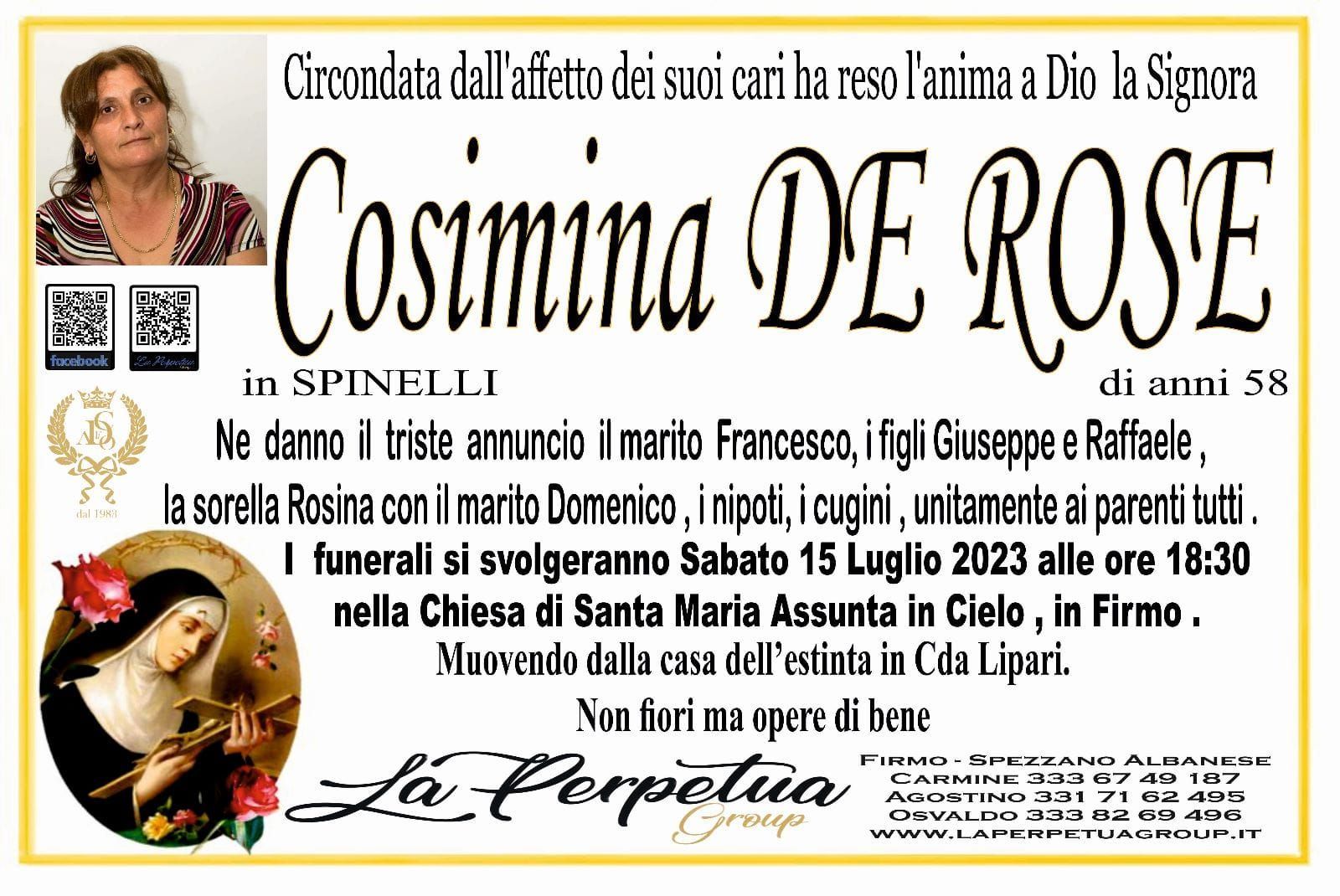 necrologio Cosimina De Rose