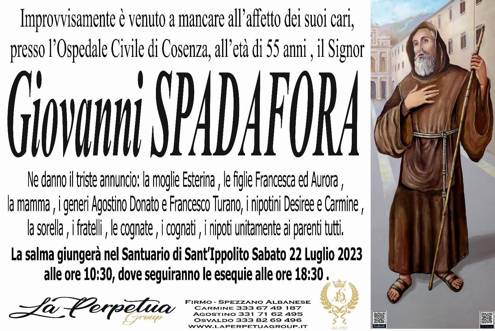 necrologio Giovanni Spadafora